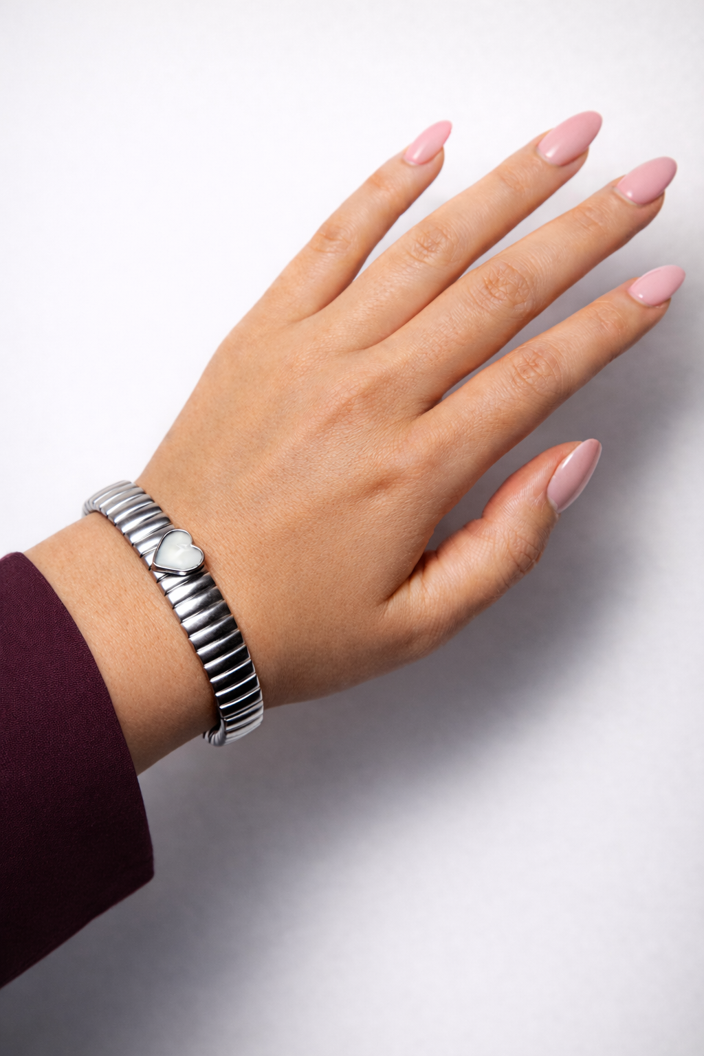 Auzza Silver Bend Heart Bracelet