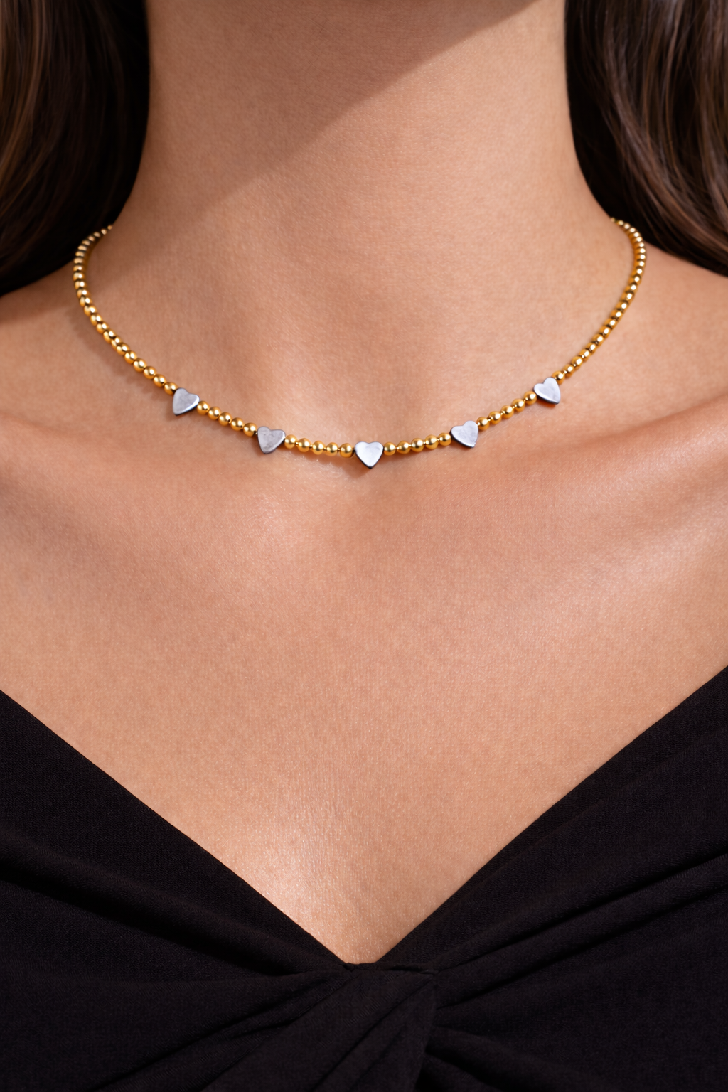 Auzza Amour Mini Heart Gold Chain Necklace