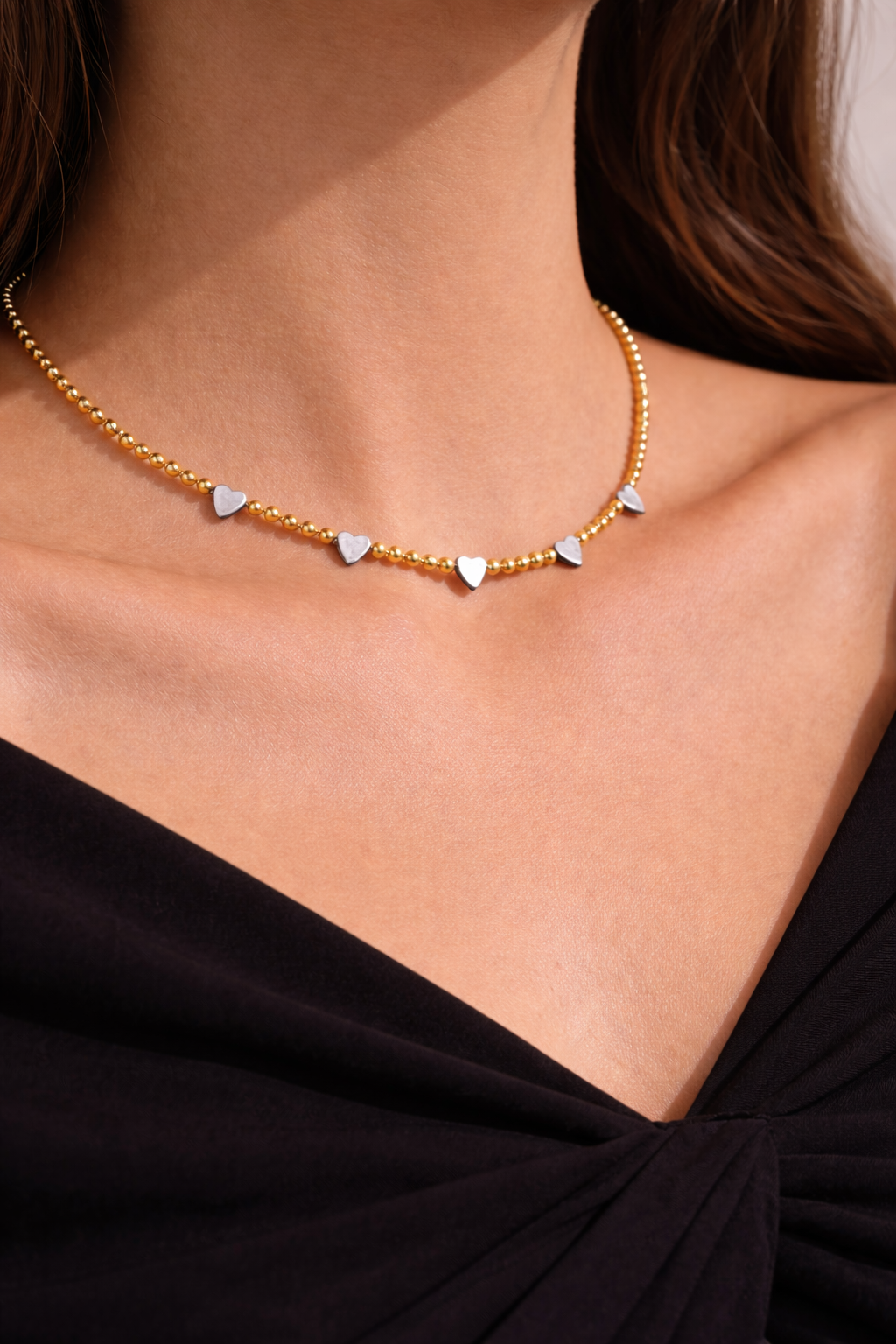 Auzza Amour Mini Heart Gold Chain Necklace