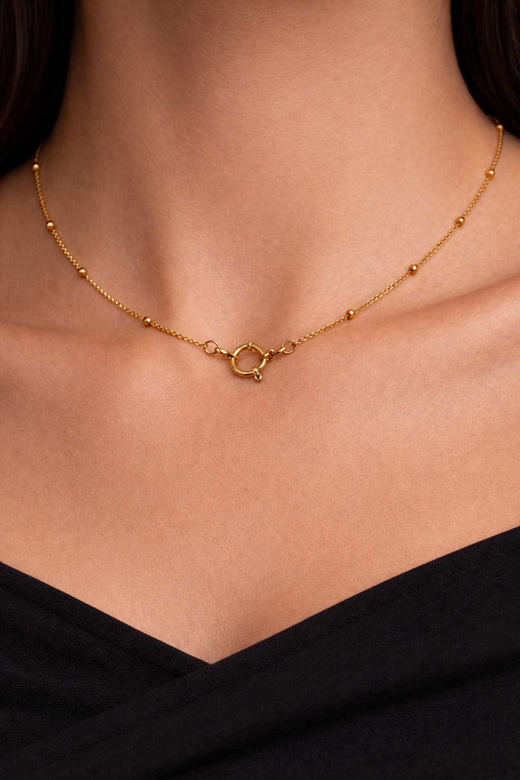 Auzza Core Halo Dot Gold Chain Necklace