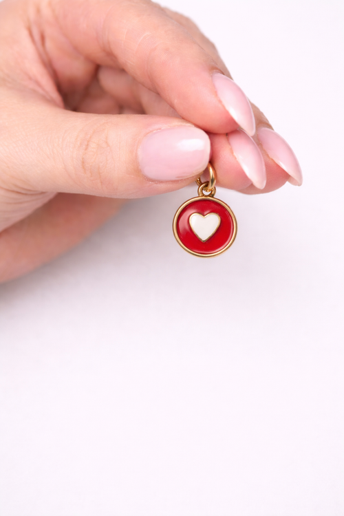 Auzza Charm Gold Love Heart (Red)