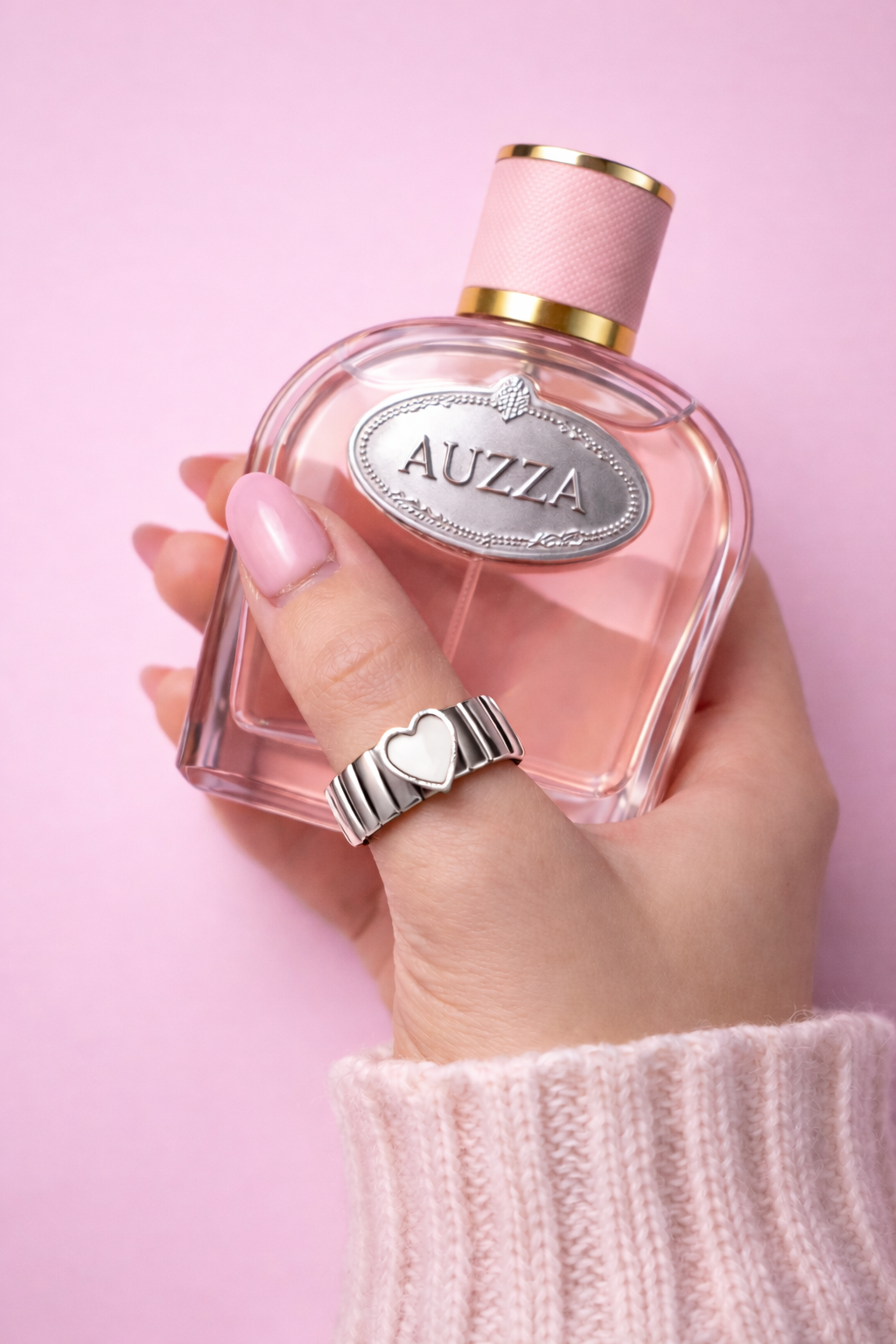 Auzza Silver Bend Heart Ring